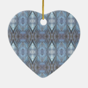 Black Blue Geometric Cross Diamonds Pattern Ceramic Ornament