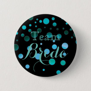 Black Blue Glitter Wedding Team Bride 6 Cm Round Badge
