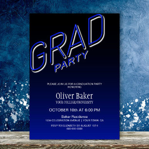 Black Blue Grad Party Invitation
