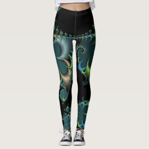 Black Blue Green Digital Abstract Leggings