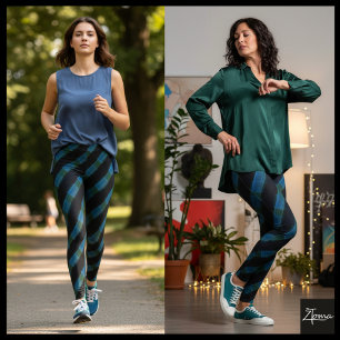 Black Blue Green Glitch Diagonal Stripe Leggings