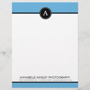 Black & Blue Green Monogram Letterhead