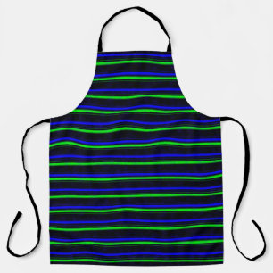 Black Blue Green Stripes Apron