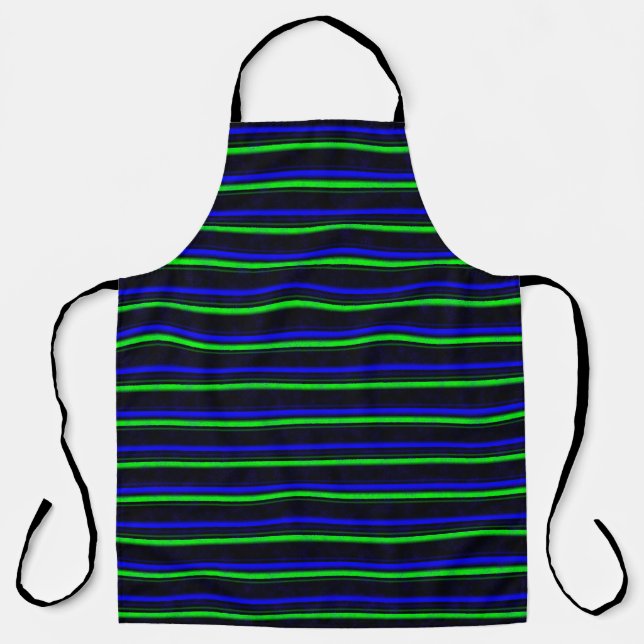 Black Blue Green Stripes Apron (Front)