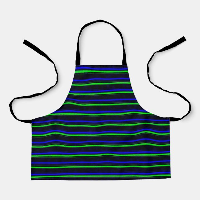 Black Blue Green Stripes Apron (Front)