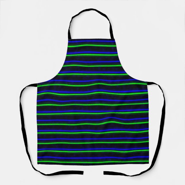 Black Blue Green Stripes Apron (Front)