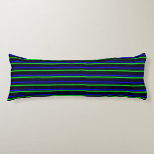 Black Blue Green Stripes Body Cushion