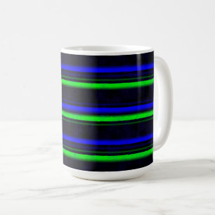 Black Blue Green Stripes Coffee Mug