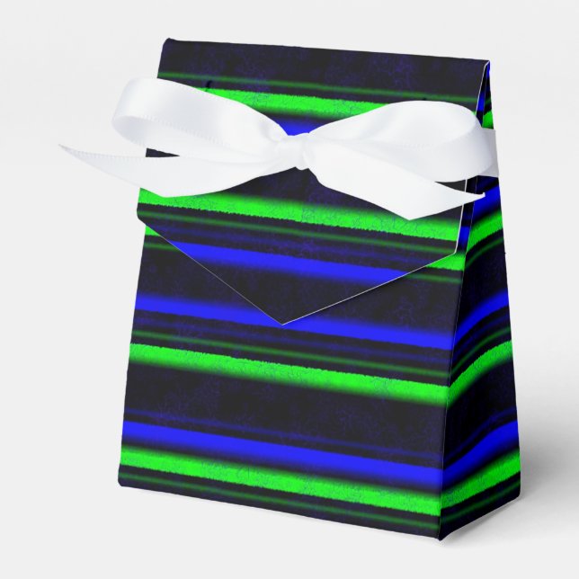 Black Blue Green Stripes Favour Box (Front Side)