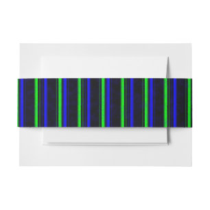 Black Blue Green Stripes Invitation Belly Band