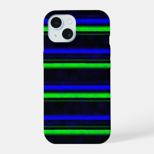 Black Blue Green Stripes iPhone 15 Case