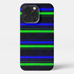 Black Blue Green Stripes iPhone 13 Pro Case