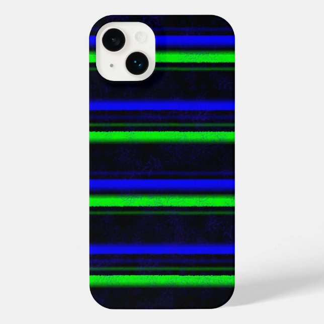 Black Blue Green Stripes iPhone Case (Back)