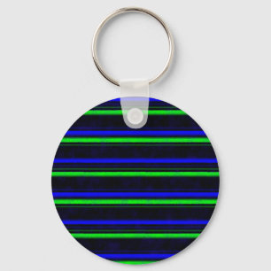 Black Blue Green Stripes Key Ring
