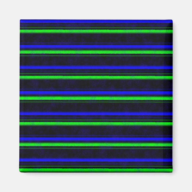 Black Blue Green Stripes Magnet (Front)