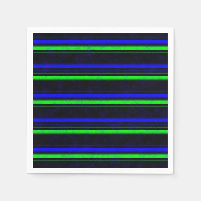 Black Blue Green Stripes Napkin (Front)