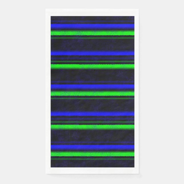 Black Blue Green Stripes Napkin (Front)