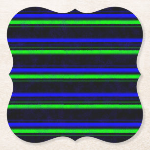 Black Blue Green Stripes Paper Coaster