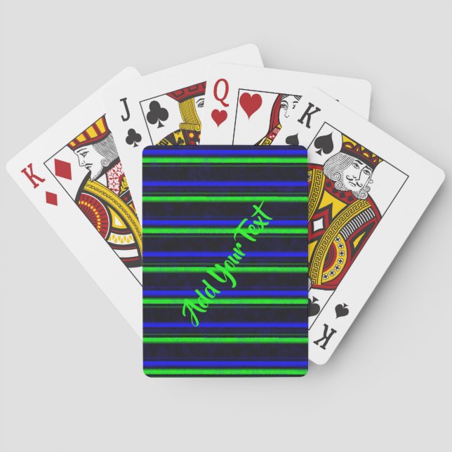 Black Blue Green Stripes Playing Cards (Back)