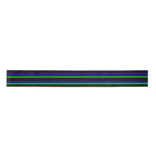 Black Blue Green Stripes Satin Ribbon