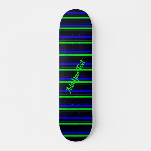 Black Blue Green Stripes Skateboard (Front)