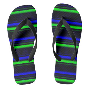Black Blue Green Stripes Thongs