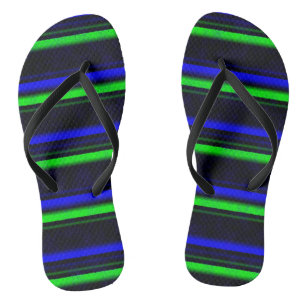 Black Blue Green Stripes Thongs