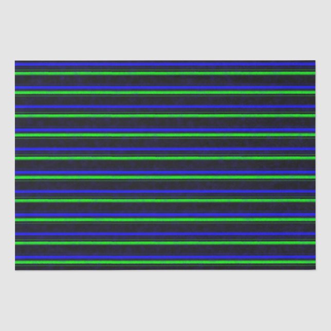 Black Blue Green Stripes Tissue Paper (Front)