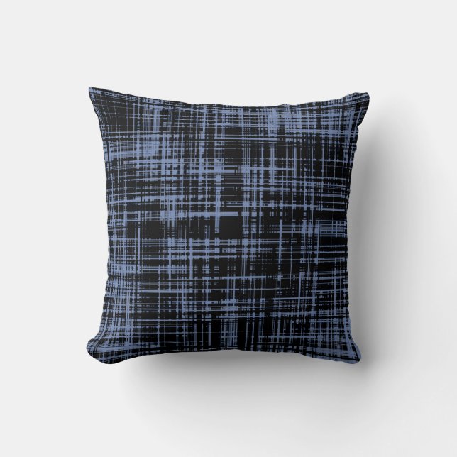 Black Blue Grey Abstract Stripe Pattern Cushion (Front)