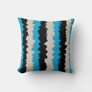 Black Blue Grey Abstract Stripe Pattern Cushion