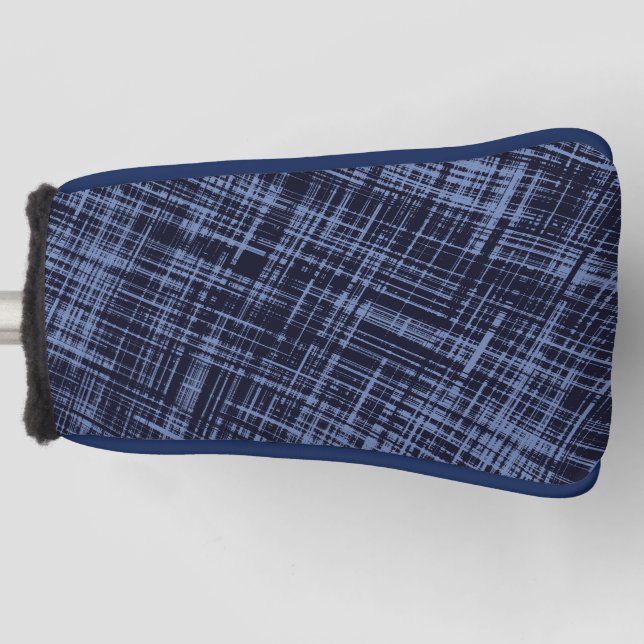 Black Blue Grey Abstract Stripe Pattern  Golf Head Cover (Front)