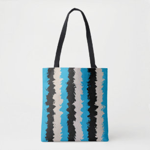 Black Blue Grey Abstract Stripe Pattern Tote Bag