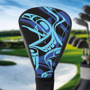 Black Blue Haida Eagle Thunder Bird Native Art Golf Head Cover
