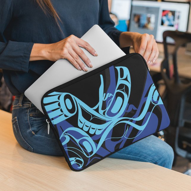 Black Blue Haida Eagle Thunder Bird Native Art Laptop Sleeve (Creator Uploaded)