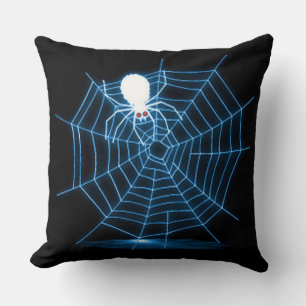 Black & Blue Halloween Spider Web Cushion