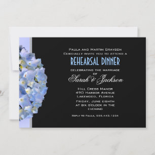 Black & Blue Hydrangea Rehearsal Dinner Invite