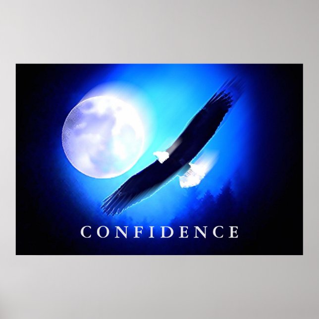Black Blue Landing Eagle Motivational Confidence Poster (Front)