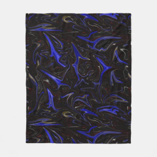 Black Blue Liquefied Outer Space Pattern, Fleece Blanket