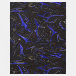 Black Blue Liquefied Outer Space Pattern, Fleece Blanket