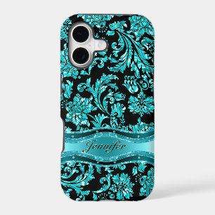 Black & Blue Metallic Floral Damasks-Customised
