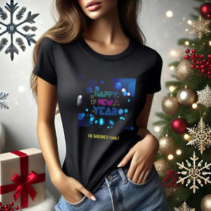 Black & Blue Midnight Sparkle Neon Glow New Year  T-Shirt