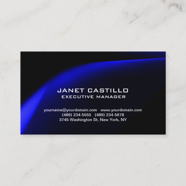 Black Blue Modern Professional Personal Simple Business Card (Front)