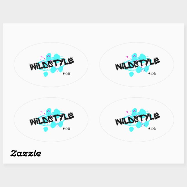 Black Blue Modern Wildstyle Oval Sticker (Sheet)