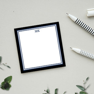 Black Blue Monogrammed Post-it Notes