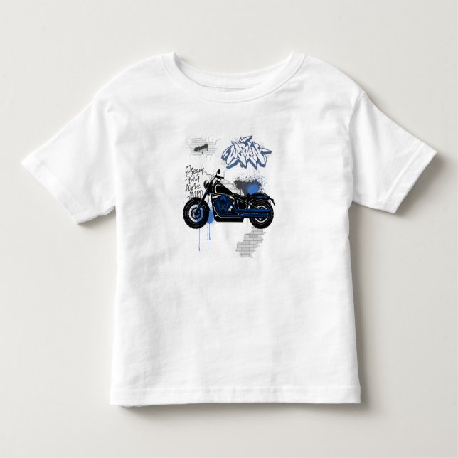 Black & blue motorbike graffiti grey toddler T-Shirt (Front)