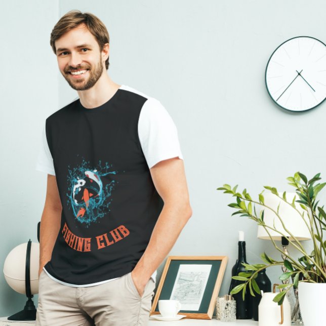 Black Blue Moving Fishes Fishing Club T-Shirt (Creator Uploaded)