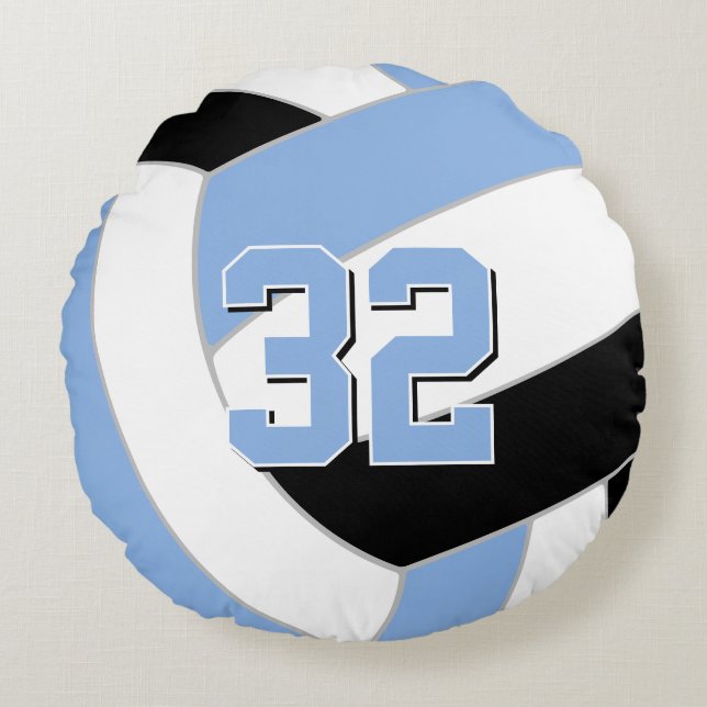 black blue or ANY team colours kids volleyball Round Cushion (Front)