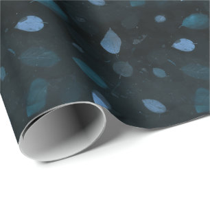 Black Blue Organic Mulberry Pattern Elegant Wrapping Paper