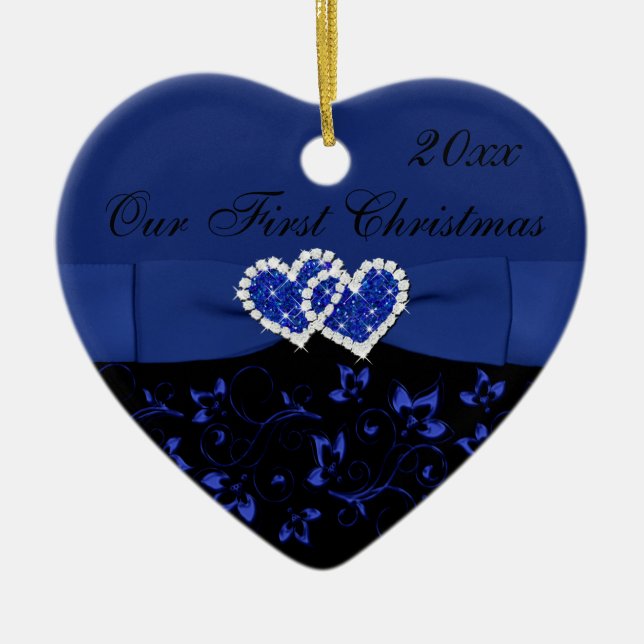 Black, Blue Our First Christmas Keepsake Ornament (Front)
