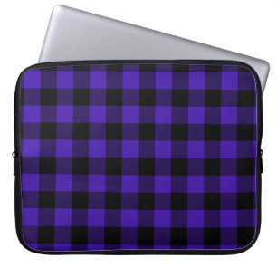 Black & Blue Plaid Checked Laptop Sleeve